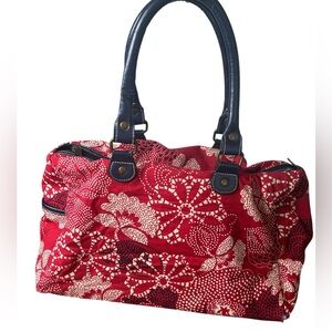 Fabric Paisley Floral Print Leather Lined Shoulder Bag